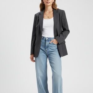 AMERICAN EAGLE Boyfriend Blazer Gray Single Button Oversized Jacket XL